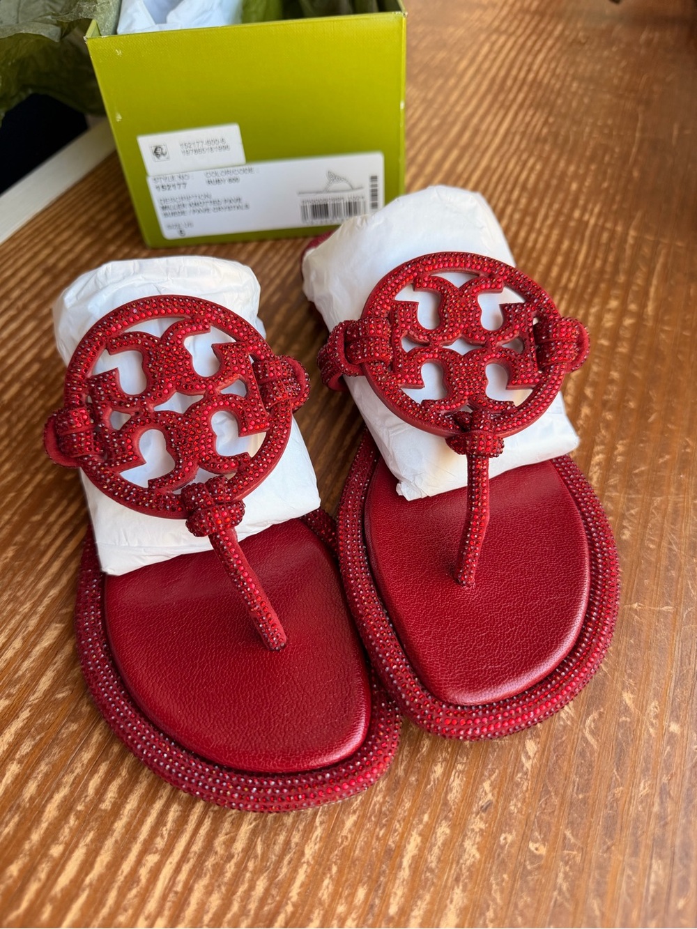Tory Burch. Red Logo Thong Sandals